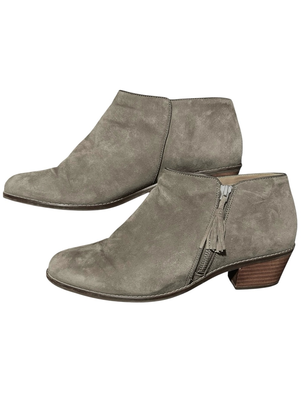 Vionic Serena Greige Suede Ankle Boot w/ Zipper, Arch Support Insert - Size 11